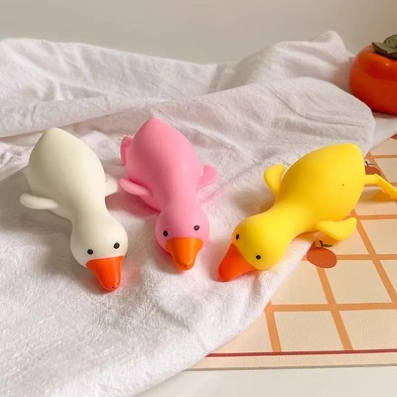 Cute Squeezing Pinch Toys Anti-Stress Sensory Yellow Duck White Goose Fingertip Toys Stress Relief Funny Kids Toys Kawaii Gifts