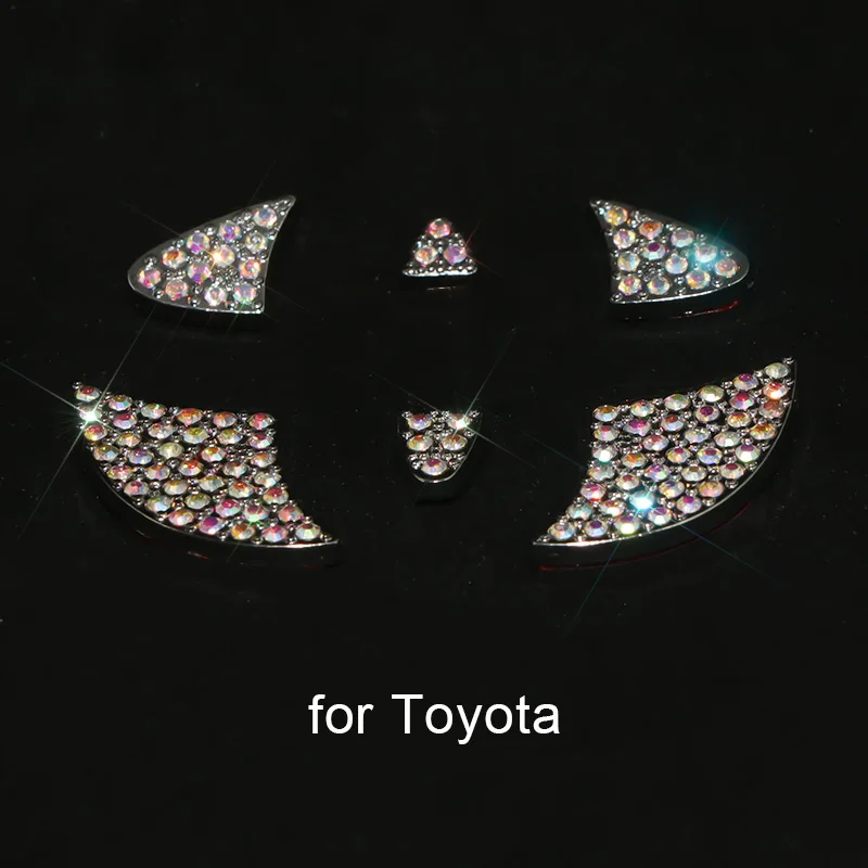 (Colorful) Car Bling Steering Wheel Logo Decal Stickers Diamond Metal Emblem Fit for Lexus Honda Hyundai