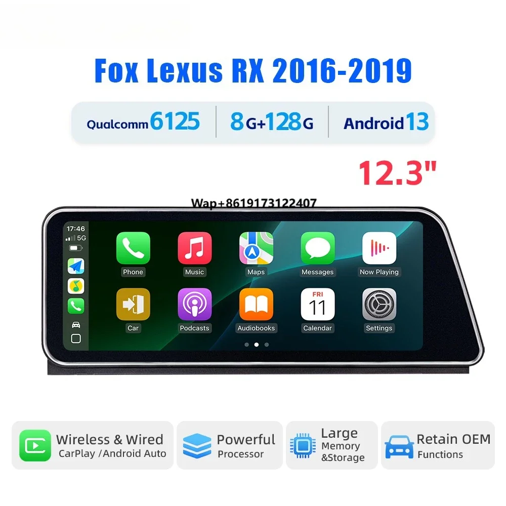 

RX 2016-2019 Car DVD Player 12.3'' with Wireless CarPlay Android Auto Interface Binarytek