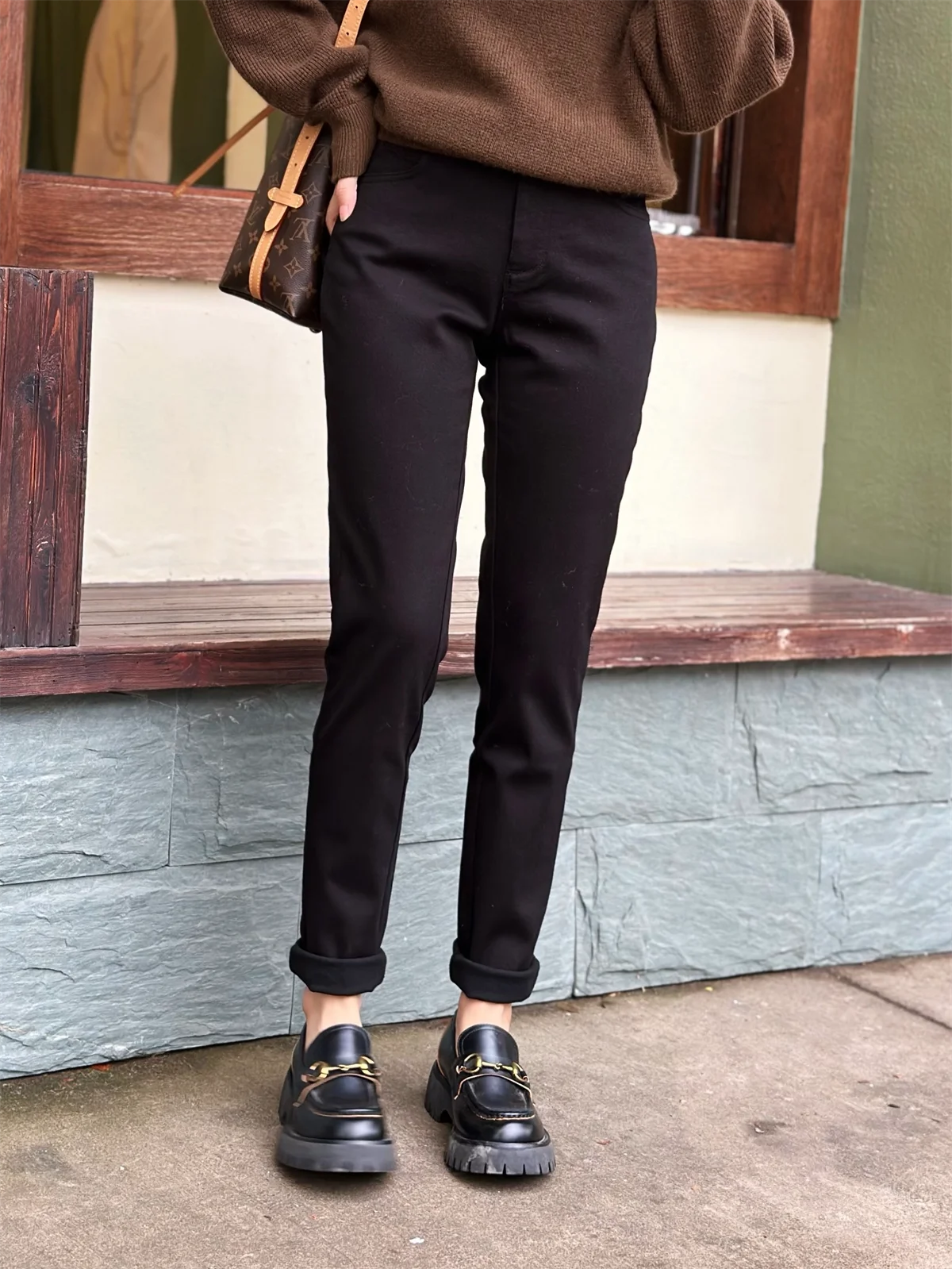 

Женские джинсы с высокой талией, прямого кроя, облегающие, на флисовой подкладке, из хлопка и лиоцелла, повседневные, осень-зима, MS.SUUPEER