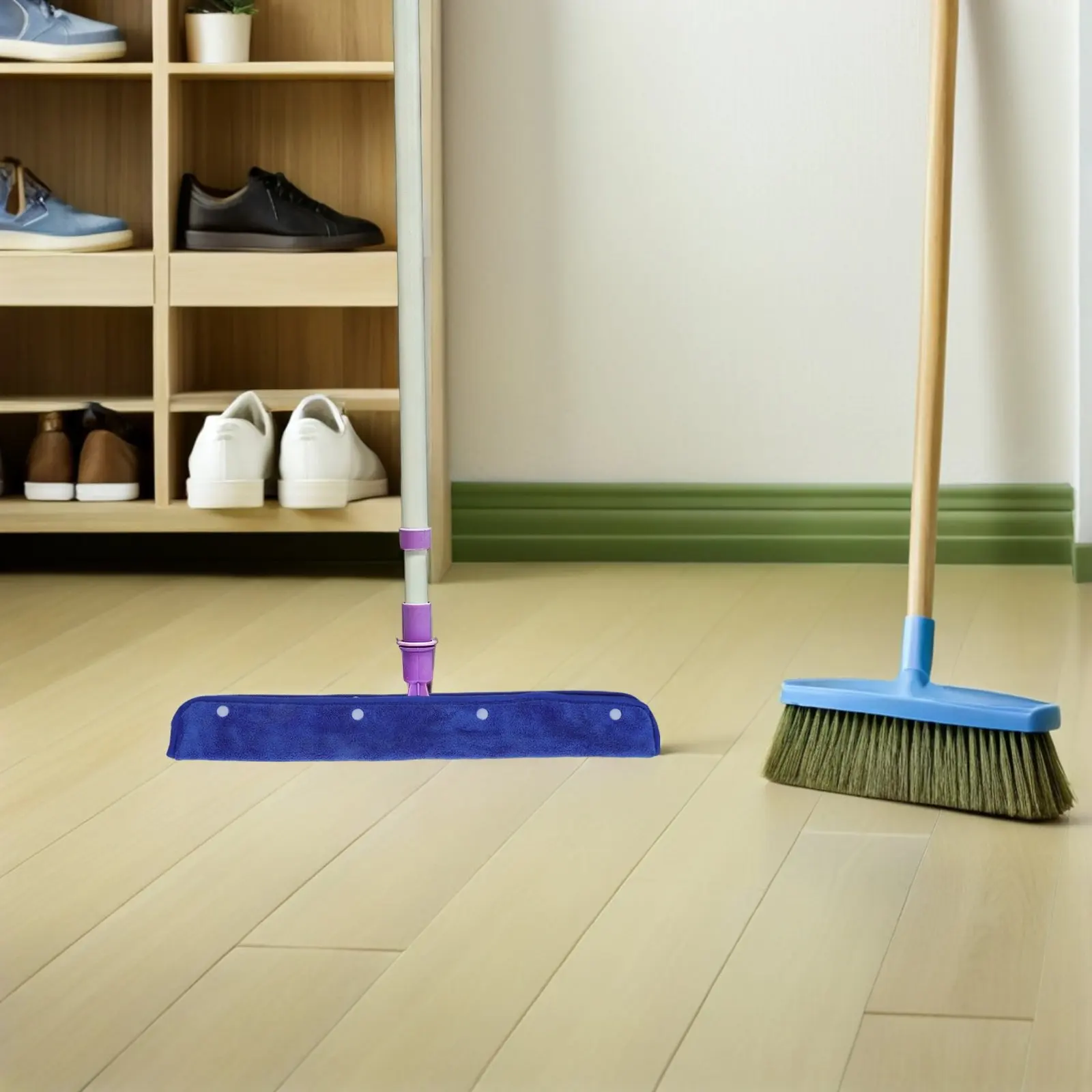 

Double-Sided Coral Fleece Mop Pad 20 Reusable Absorbent Cleaning Cover for Flat Mop Silicone Squeegee Hardwood Kitchen Bathroom