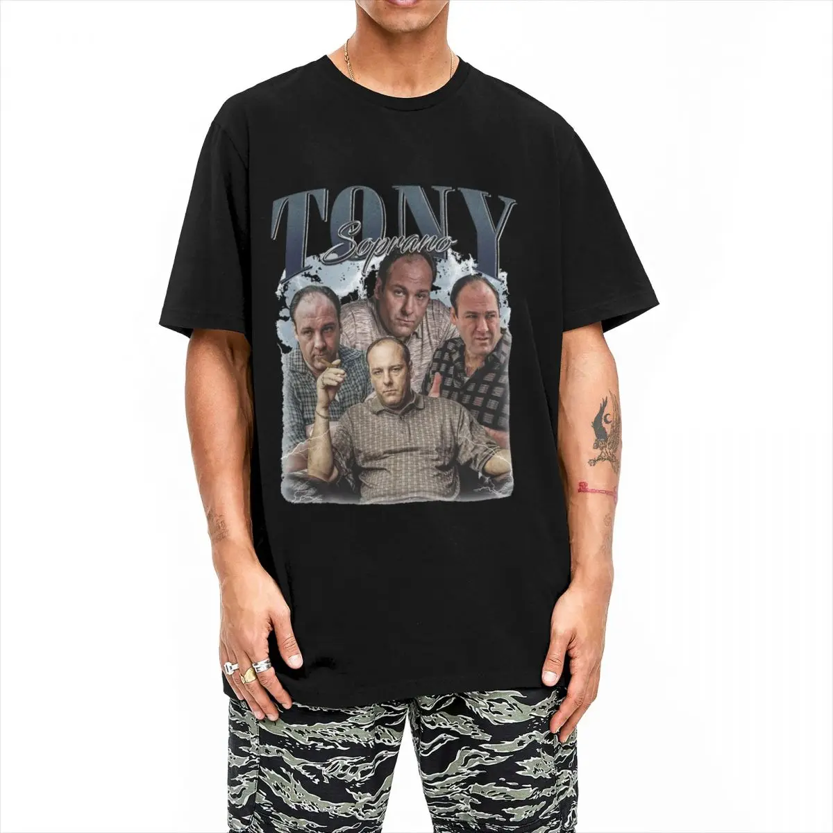 Streetwear T-Shirt Tony Soprano Vintage Cotton T-Shirts Retro The Sopranos Movie Tee Shirt for Men Awesome Short Sleeve Clothes