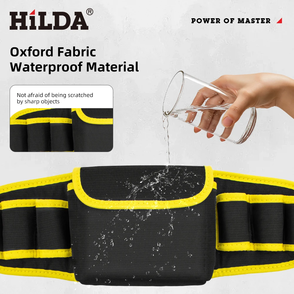 HILDA Heavy Duty Tool Belt Bag Anti-Scratch Waterproof Tool Pouch with Adjustable Buckle Portable Tool Waist Pack Outdoor Work
