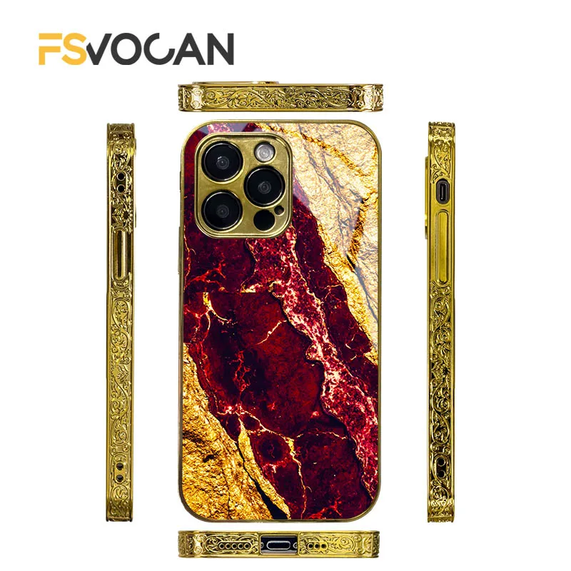 우아한 대리석 패턴 폰 케이스 럭셔리 골드 악센트 아이폰 17 16 15 14 13 12 11 18 프로 맥스 백 커버