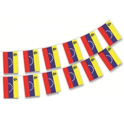 Aerlxemrbrae  20pcs/lot    Venezuela   bunting flags 14x21cm  Pennant    Venezuela String Banner Buntings Festival Party Holiday