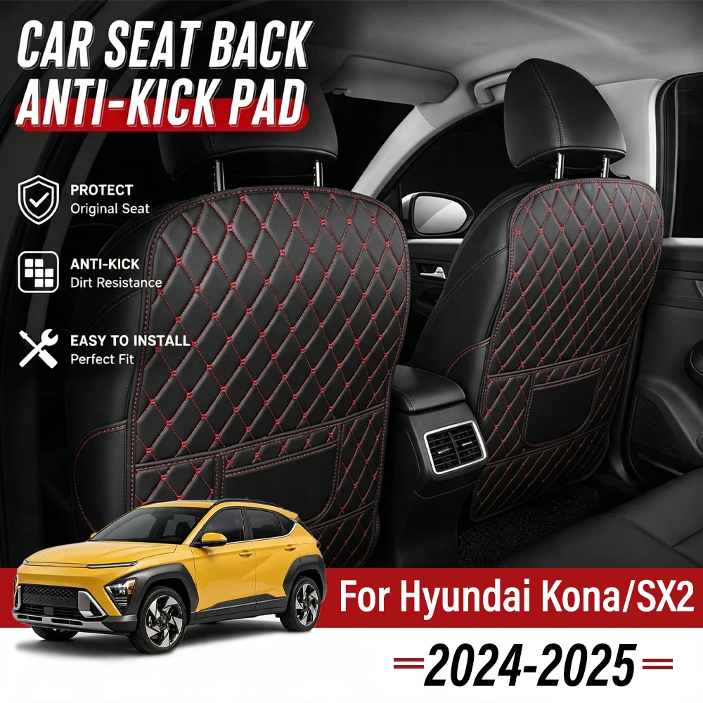 Easy Clean PU Anti Kick Mat Pads For Hyundai Kona/ SX2 2024-2025 Dirt-Repellent, Two Color Choice, Quick Install Full Coverage