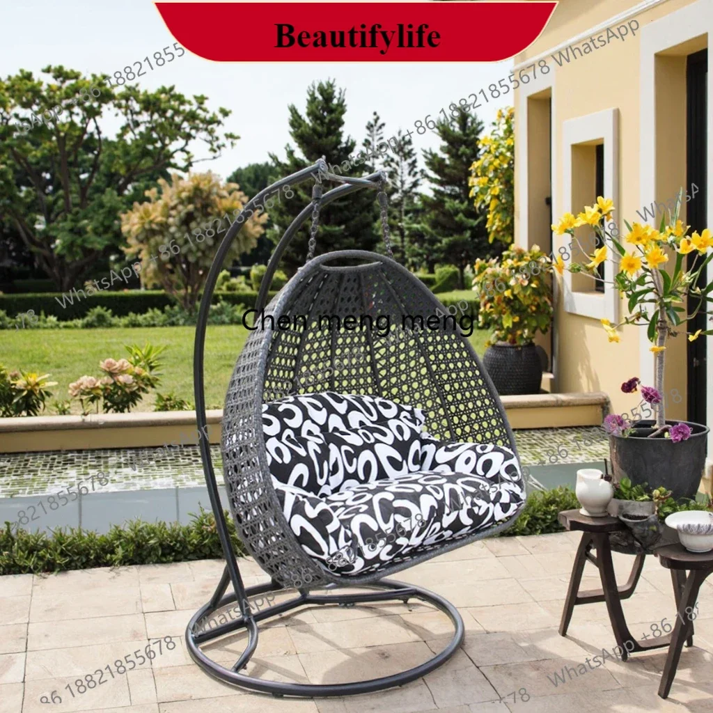 

M138Rattan Hanging Egg Chair With Stand Modern Patio Swing Basket Hammock Chair Balcony Garden Outdoor