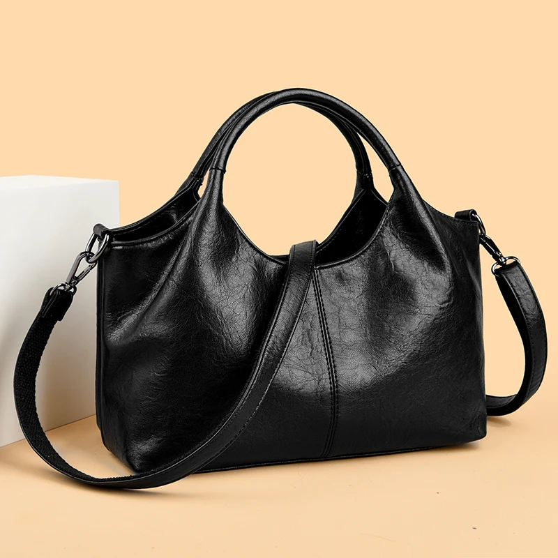 Retro Ladies large capacity handbag middle-aged women's handbag hand-held bag Small square bag fashionable zipper wear resistant