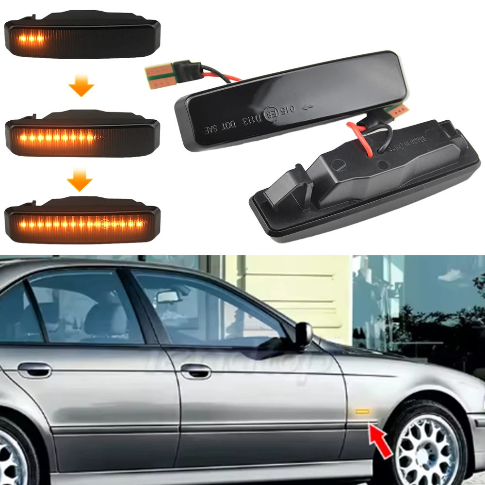 

LED Dynamic Turn Signal Light Side Marker Fender Sequential Blinker Lamp For BMW 5 Series E39 525i 528i 530i 540i 1995-2003 M5