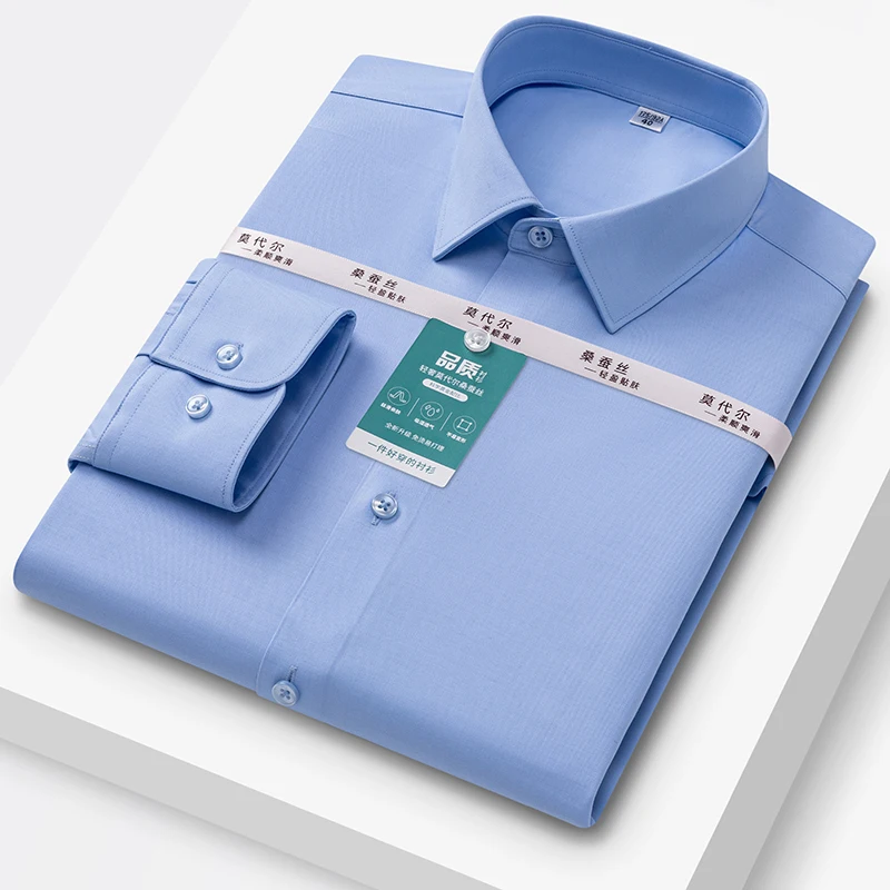 Quality Modal Men Shirt Long Sleeve Slim Fit Anti-wrinkle Non-ironing Slim Fashion Casual Business Office Shirts Men Long Sleeve