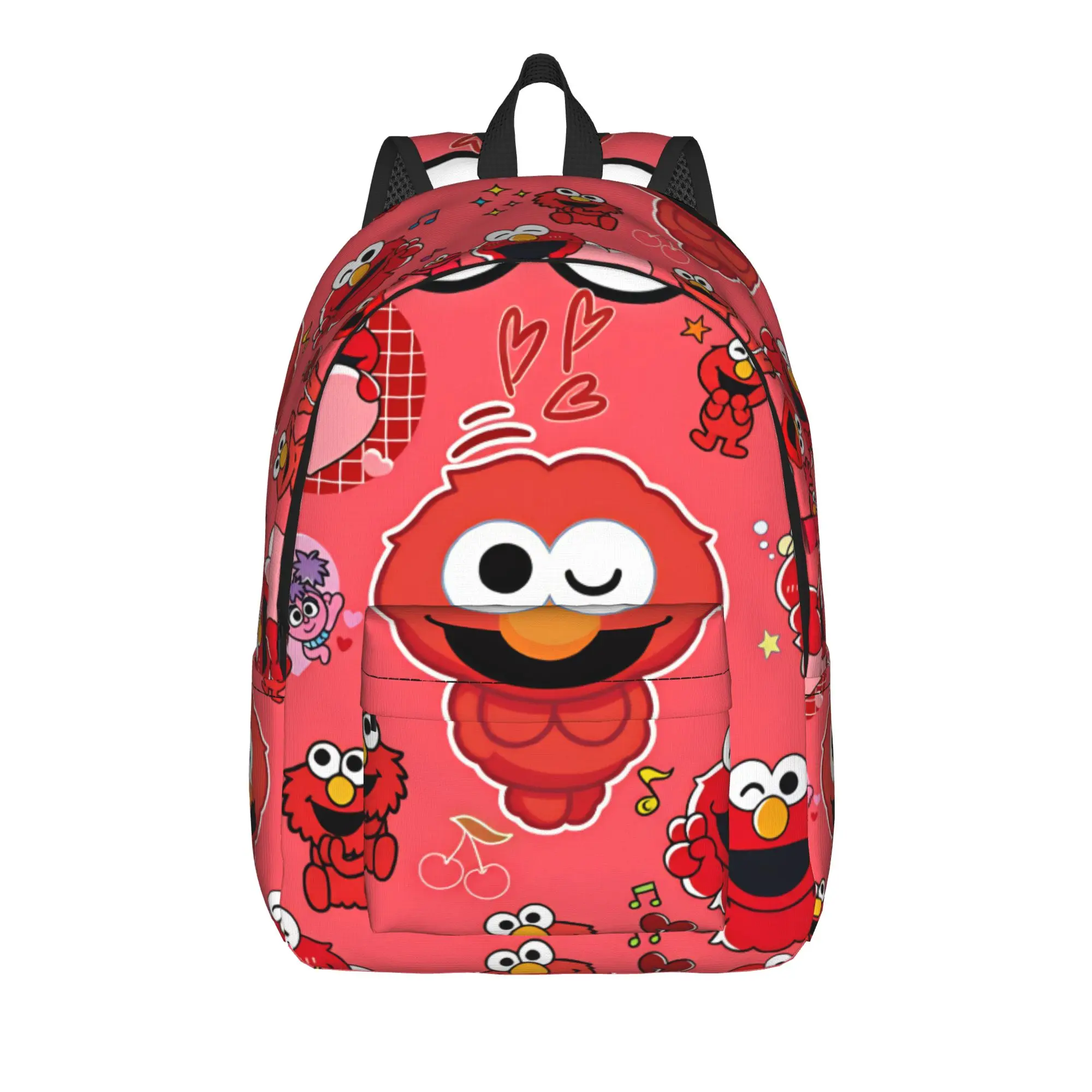Sesames Streets Backpack Student Unisex Elmo Anime Monster Large Backpacks Polyester Casual School Bags Hiking Colorful Rucksack