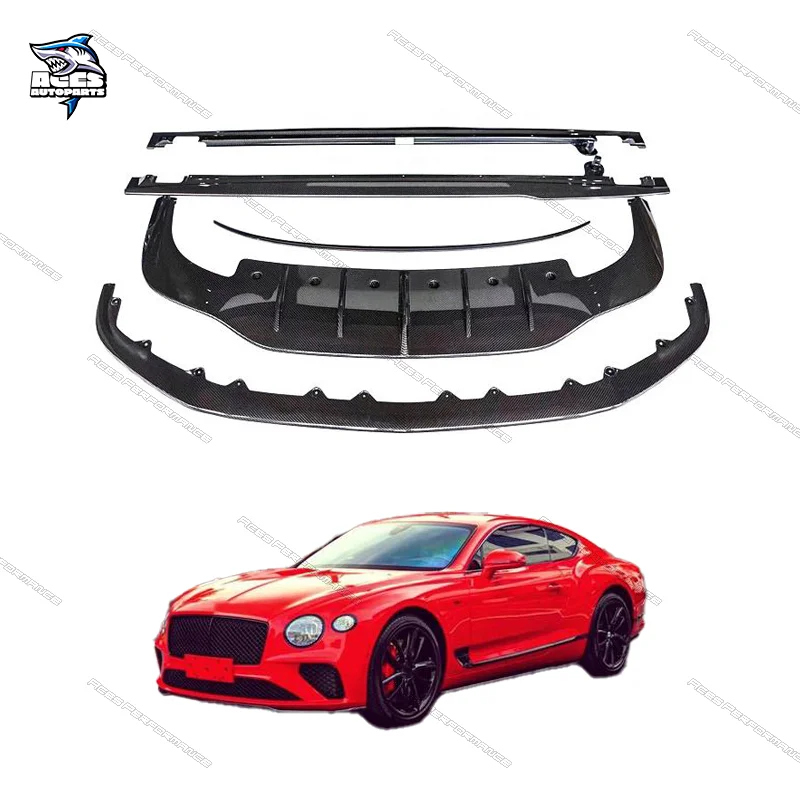 

W12 передний разделитель для губ из углеродного волокна для Bentley Continental GT, диффузор заднего бампера, боковая юбка, спойлер Bodykit 18-24