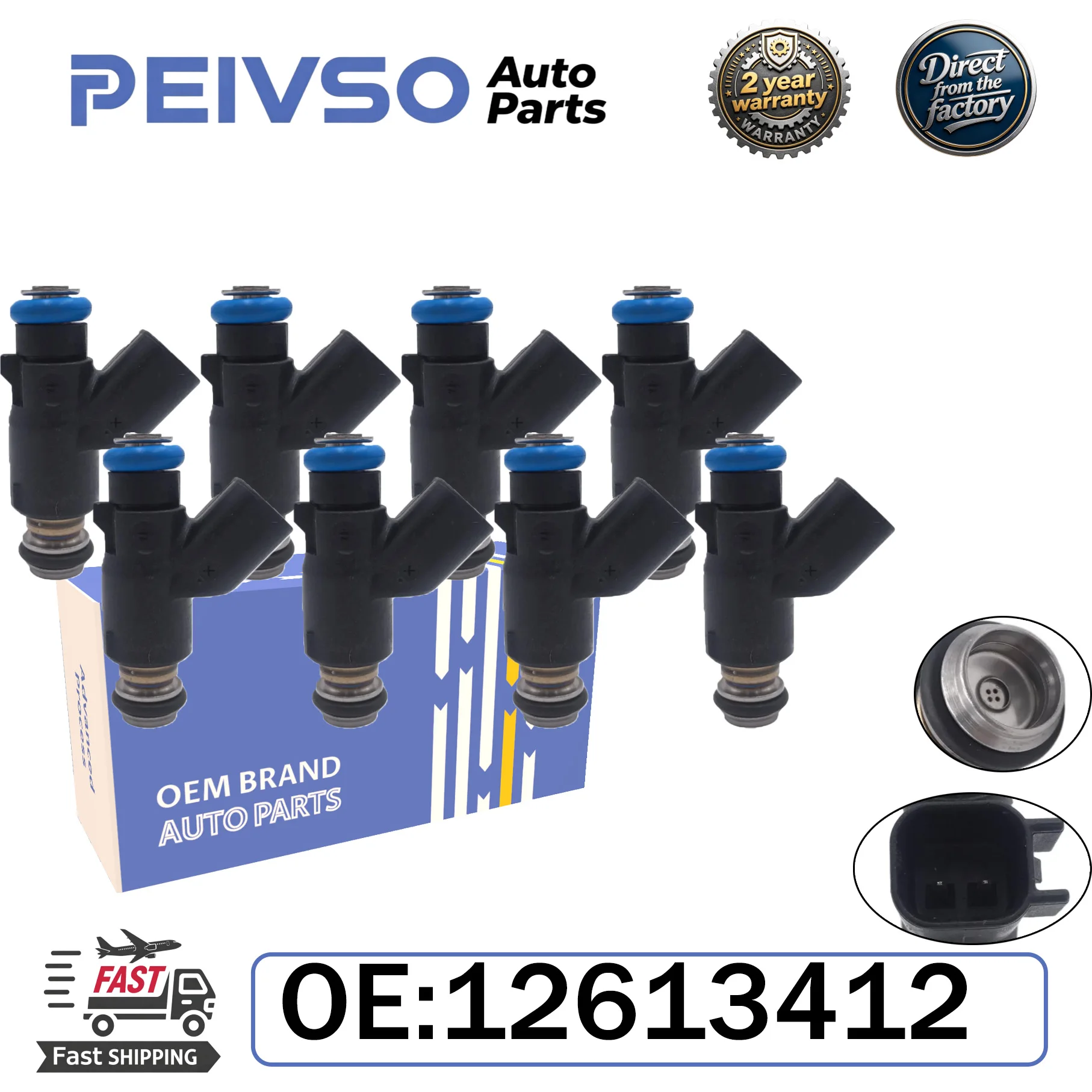 

8x 12613412 Fuel Injectors For Chevrolet Express 2500 3500 4.8L 6.0L 6.6L 2010-2017 Express 4500 6.0L 6.6L 2010-2016
