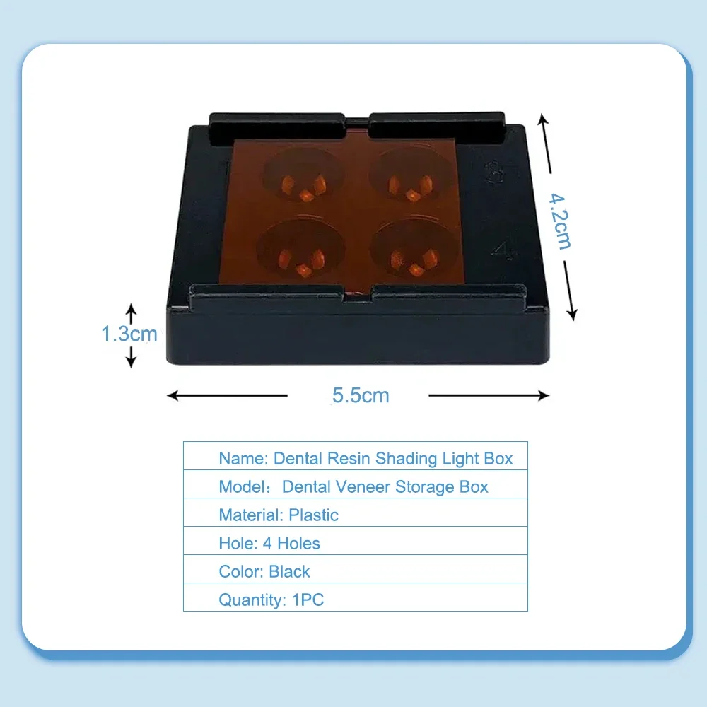 ELIJAH Dental Resin Shade Light Box 4 Holes Mix Composite Hood Case Protector Veneer Storage Box Denture Teeth Patch Shading