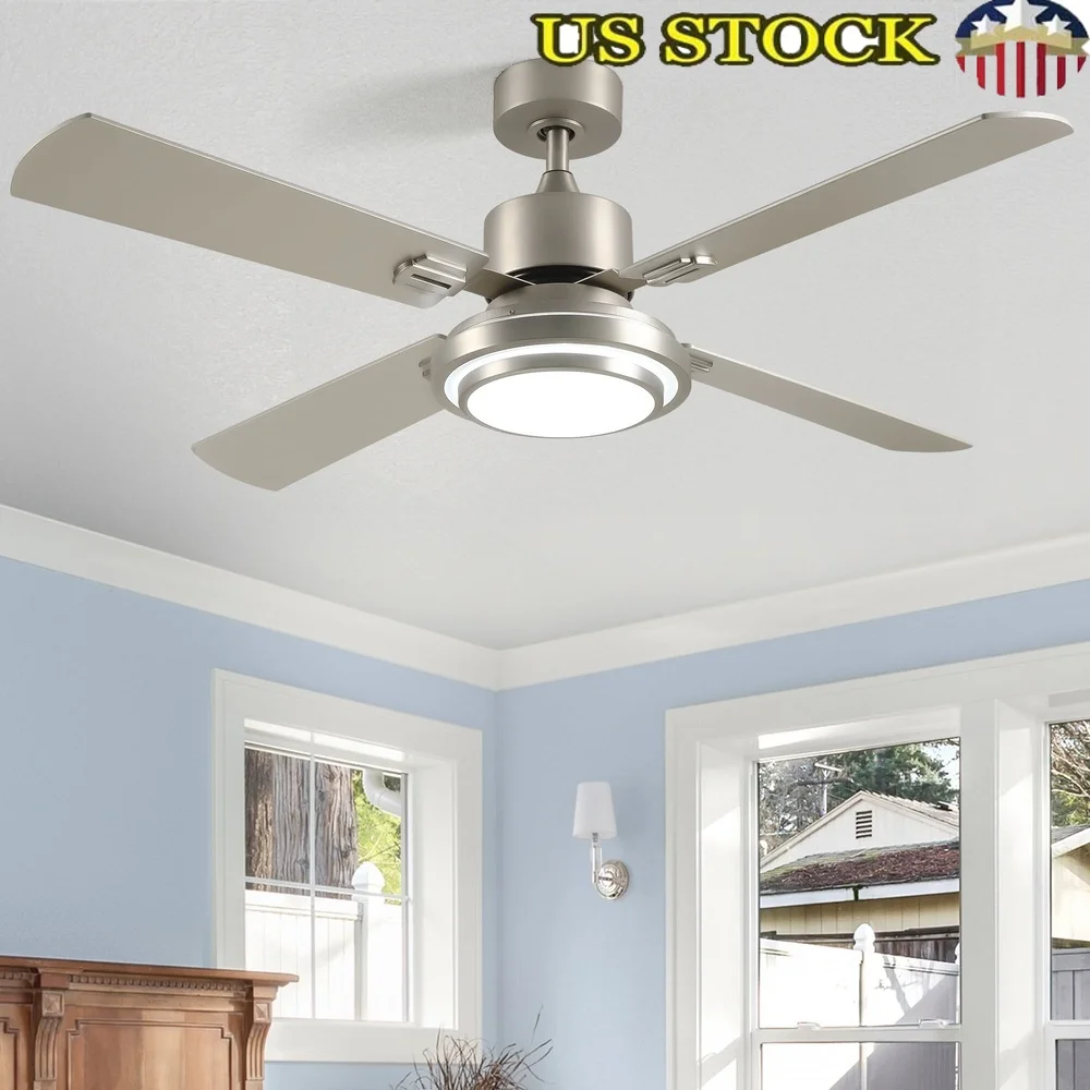 

52 Inch Ceiling Fan with Light Remote Control Dimmable LED Energy Efficient Quiet Operation Reversible Blades Timer Function