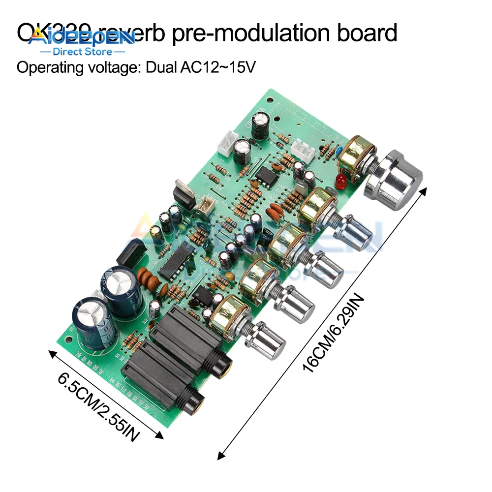 AC 12-15V PT2399 Reverberation Board Front Board Low Noise Amplifier Board Front Panel Tuning Board With Potentiometer