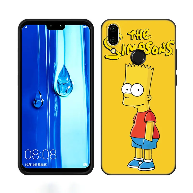 Hot Simpsons Boy Phone Case For Huawei Y6 Y7 Y9 Prime Y5 2018 2019 2020 Y5P Y6P Y7P Y8P Y6S Y8S Y9S Y7A Y9A Soft TPU Black Cover