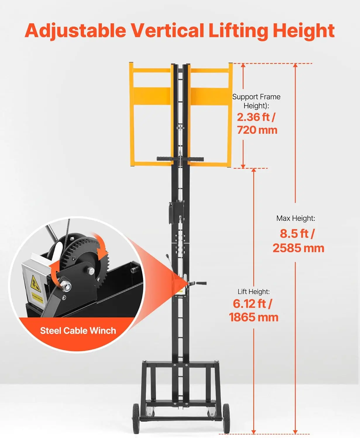 رفع الحوائط الجافة، رافعة صفائح شديدة التحمل بوزن 150 رطلاً لتركيب السقف والجدار، تركيب الحوائط الجافة لشخص واحد، 4 × 16 قدم بحد أقصى.