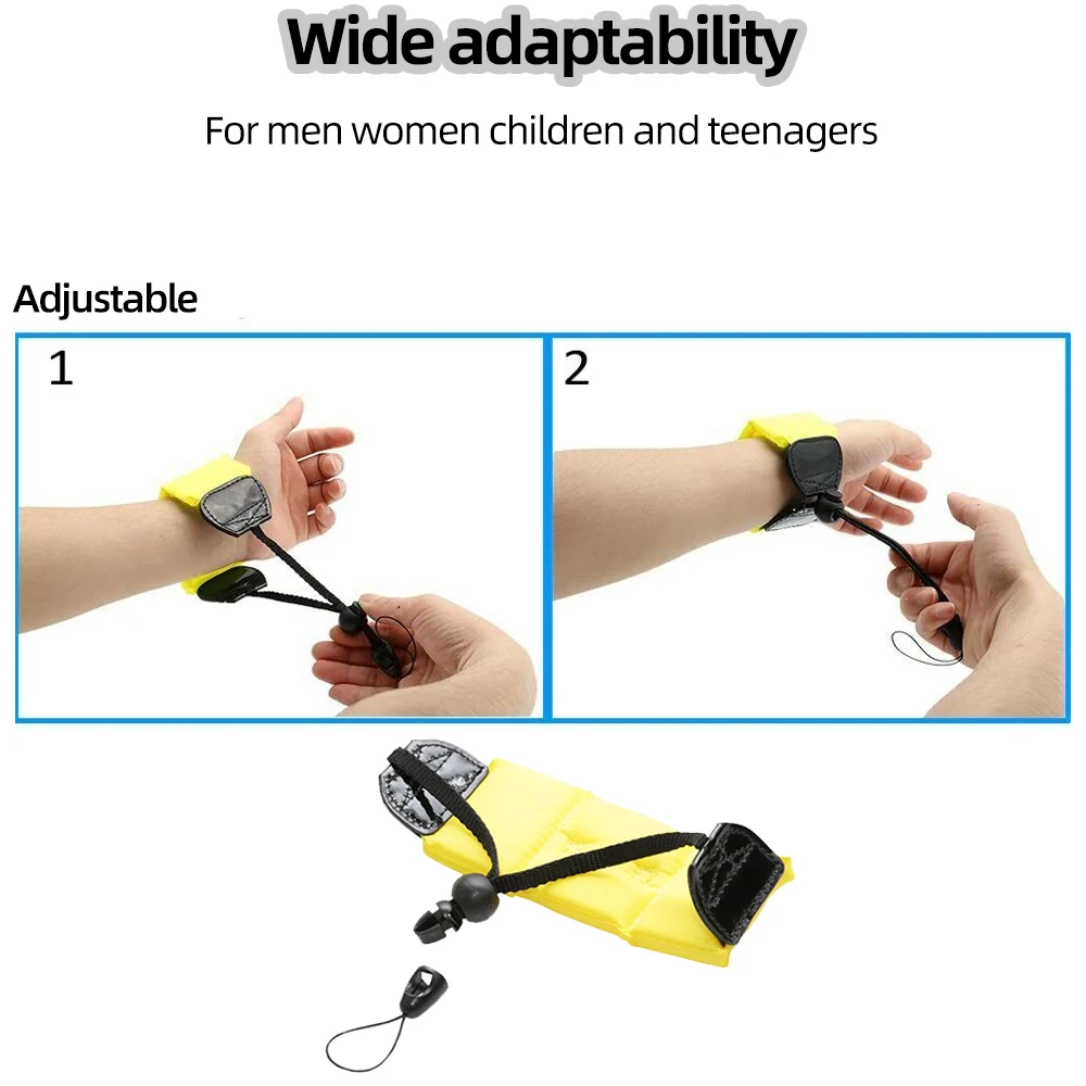 For GoPro Float Wrist Strap Waterproof Yellow Float Wrist Strap For GoPro Hero 13 12 11 10 9 DJI Action 5 4 3 Insta360 X5 X4 X3