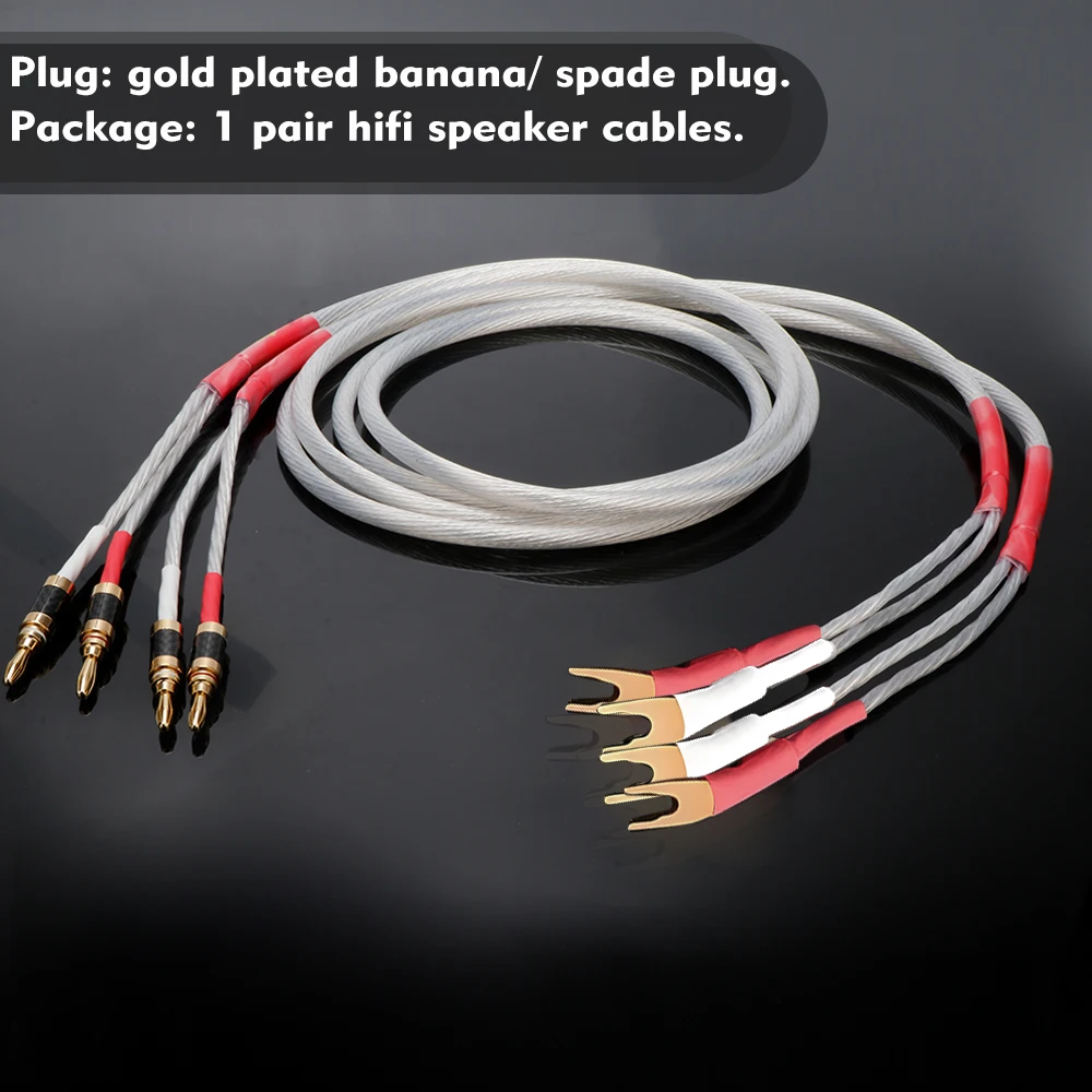زوج hifi occ كابل مكبر صوت مطلي بالفضة الموز إلى الموز/Y كابل مكبر الصوت مطلي بالذهب الموز التوصيل مع ألياف الكربون