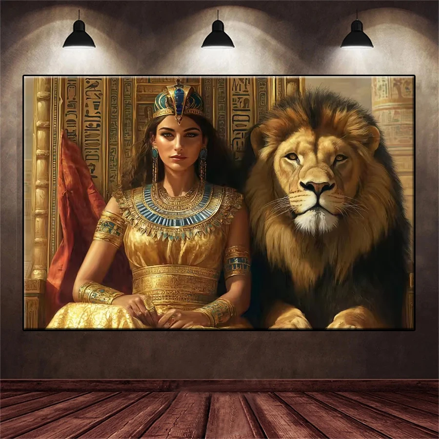 Kit de pintura de bordado de diamantes 5D DIY, nueva Reina egipcia Retro, Animal, León, arte mosaico, regalo de decoración para adultos