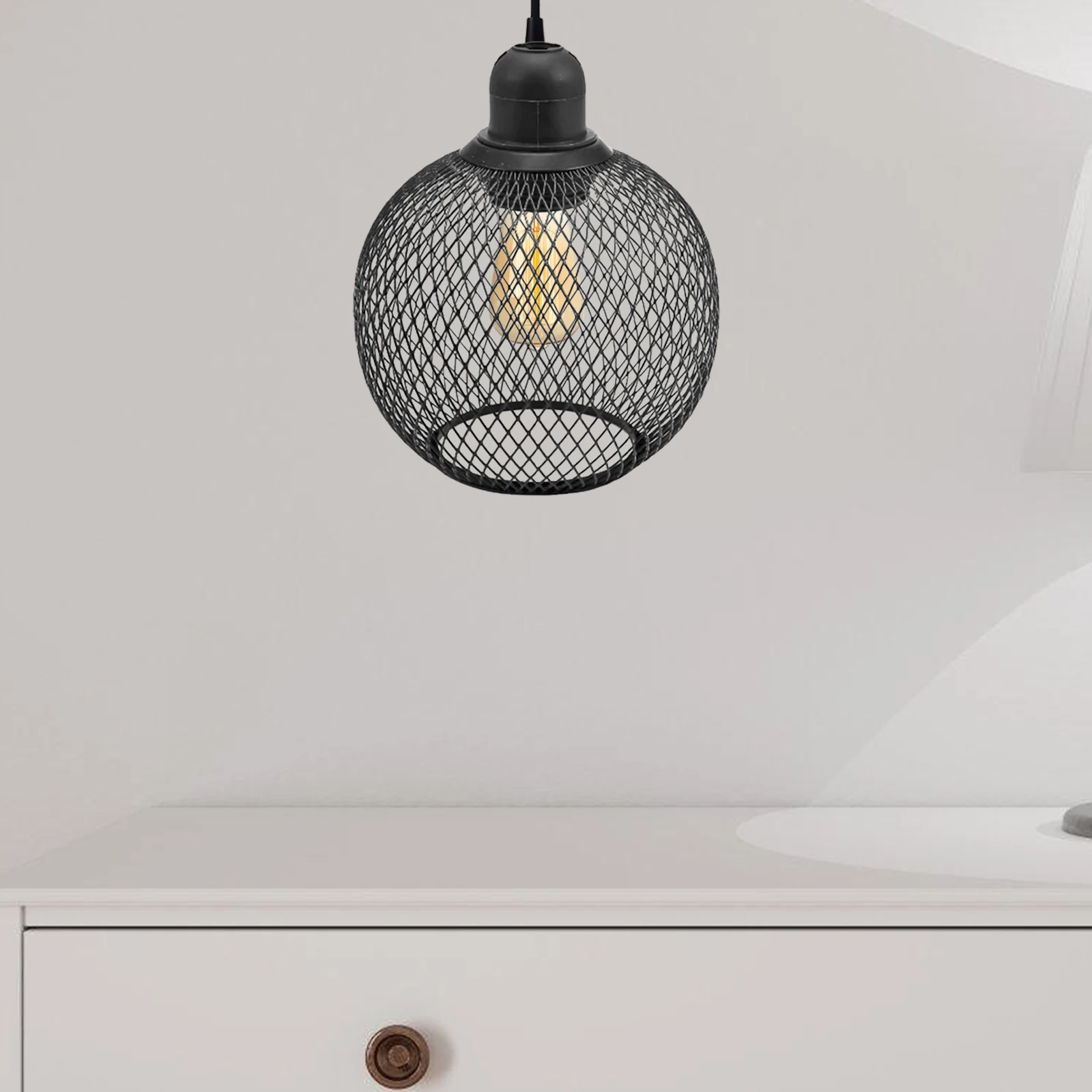 

Абажур из железной проволоки, полый металлический каркас, абажур для настольной лампы, железная проволочная сетка, лампа, промышленная металлическая клетка, крышка лампы, защита