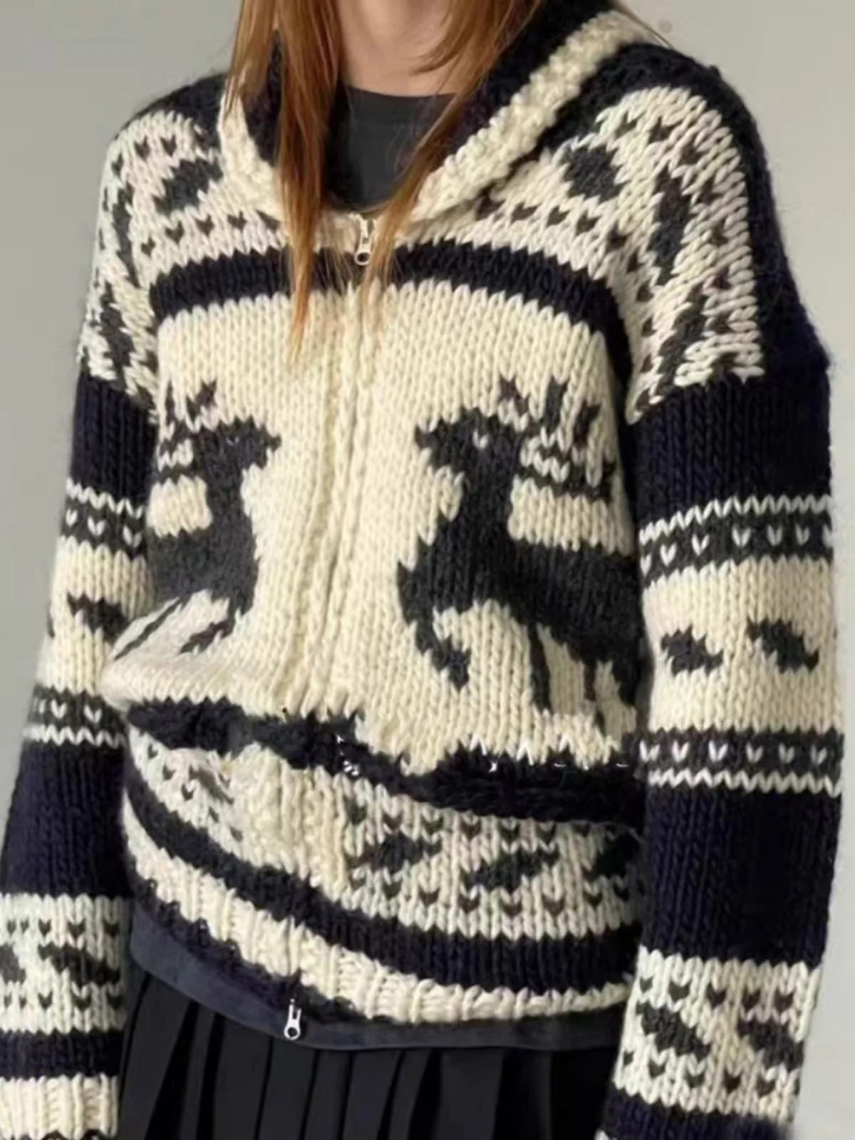 معطف سترة محبوك على شكل غزال عيد الميلاد للنساء سترة سميكة بأكمام طويلة عتيقة دافئة ومتعددة الاستخدامات ملابس خارجية للخريف و...