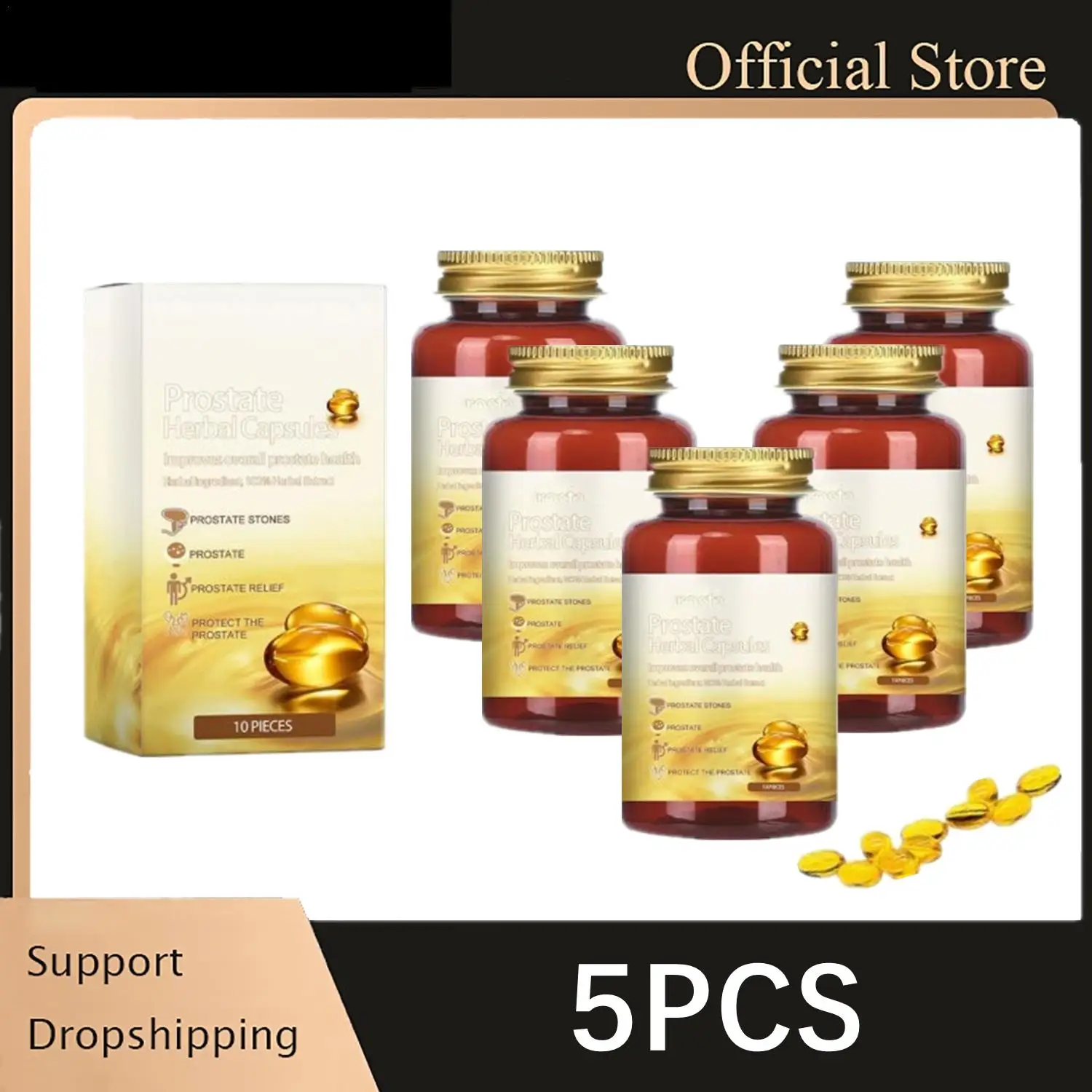 5 Bottles Prostate Natural Herbal Capsules Prostate Urgency Symptoms Remover Capsules For Men Soothing Body Health Care