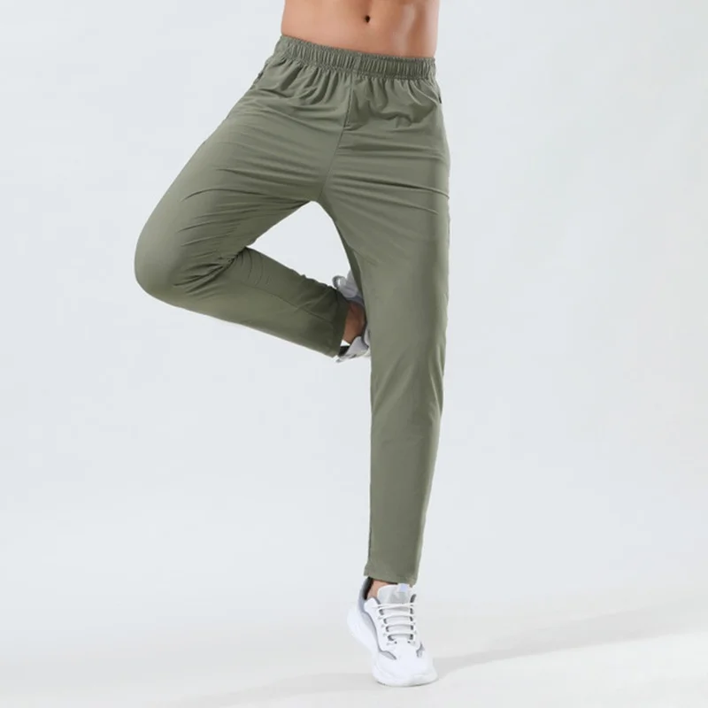 Yoga sports pants with logo men loose straight trousers zip pocket cropped pants reflective strip overall pencil pants sweatpant