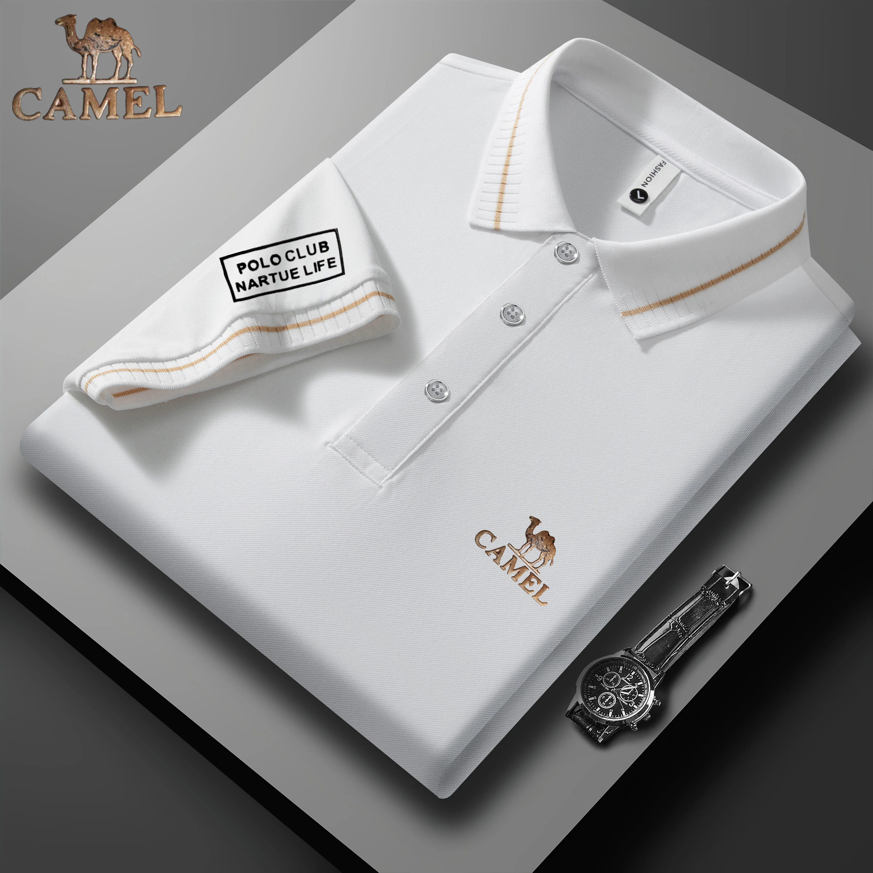 

camel knit polo shirt for men, comfortable and breathable short -sleeved tops, Korean luxury fashionmen clothinggraphic t shirts