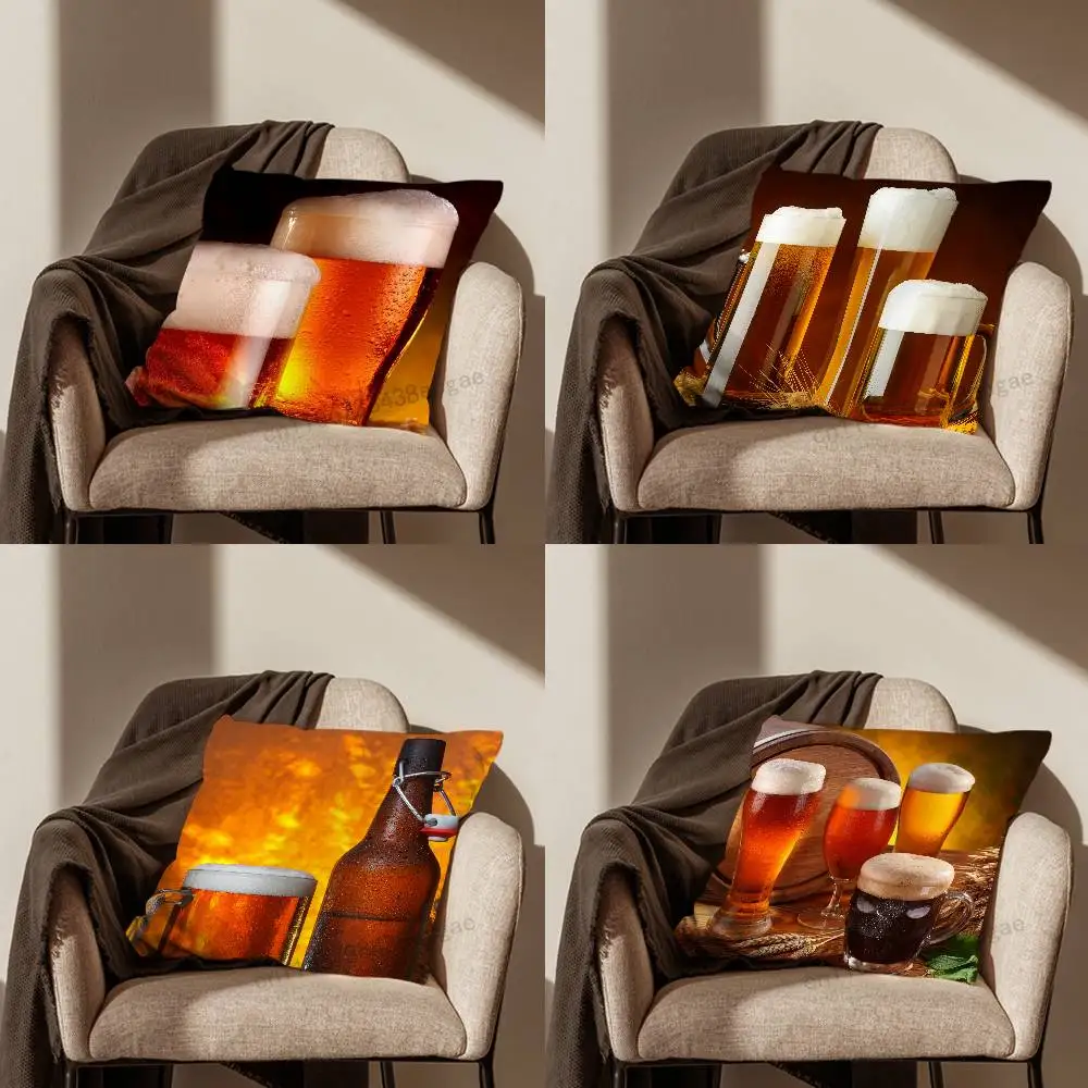 

Beer Drinks Alcohol Throw Pillow Case Living Room Sofa Cushion Cover For Home Bedroom Decoration And Protector