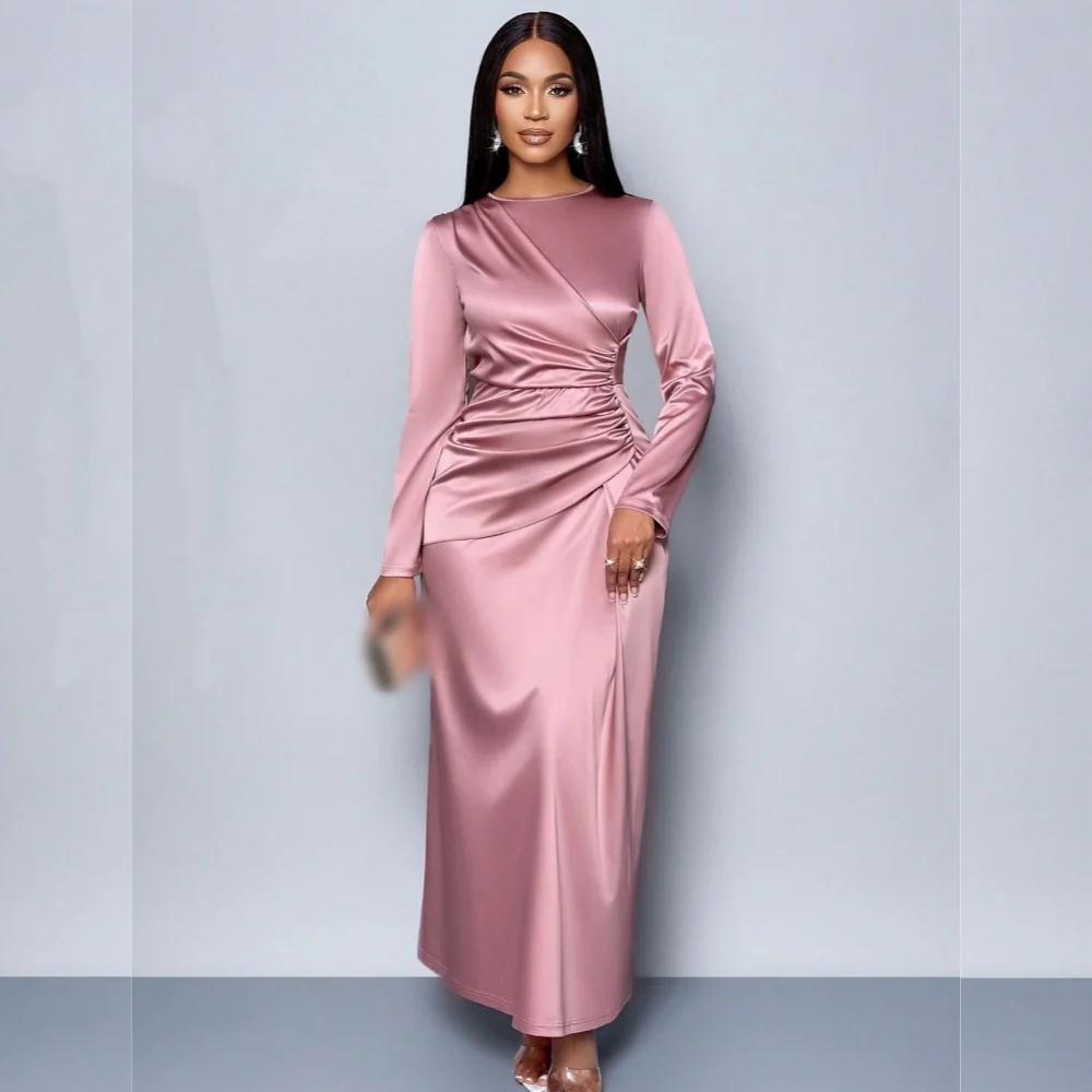 

Customized Chinese Style Charmeuse Pleat A-line Scoop Neck Midi Dresses Bespoke Occasion Intricate Casual