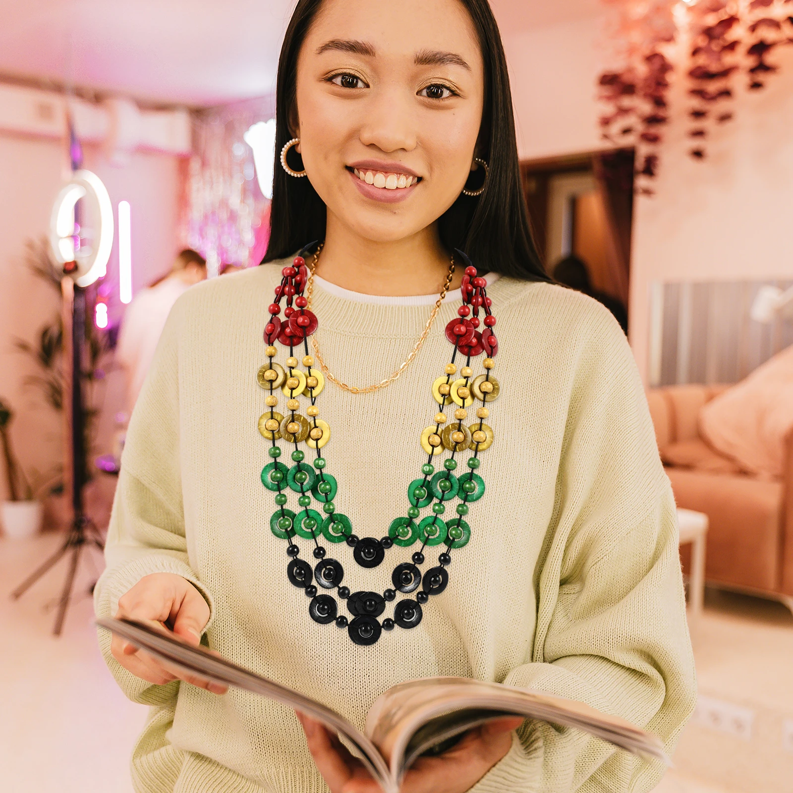 

Bohemia Coconut Shell Wooden Beads Necklace Retro Style Elegant Daily Wear Fashion Jewelry for Women Women Necklace