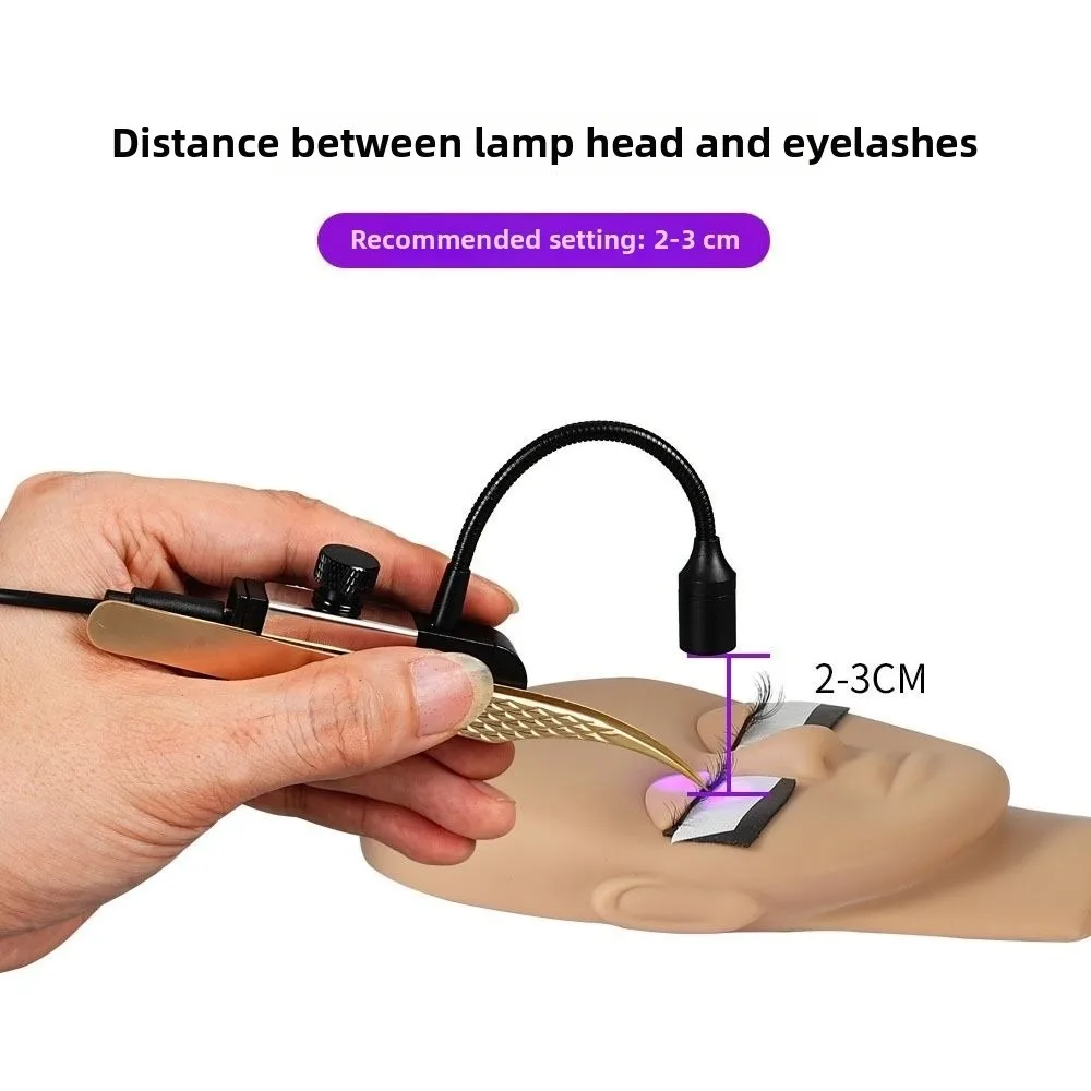 Portable UV Light for Lash Extensions Handheld Mini Eyelash Extension Tweezers Fast Curing No Heat Gooseneck UV LED Light view 2