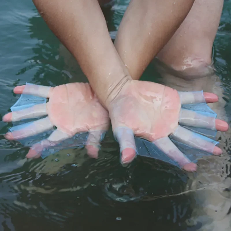 1Pair Unisex Frog Type Silicone Girdles Swimming Hand Fins Flippers Finger Webbed Gloves Paddle Water Sports Accessories