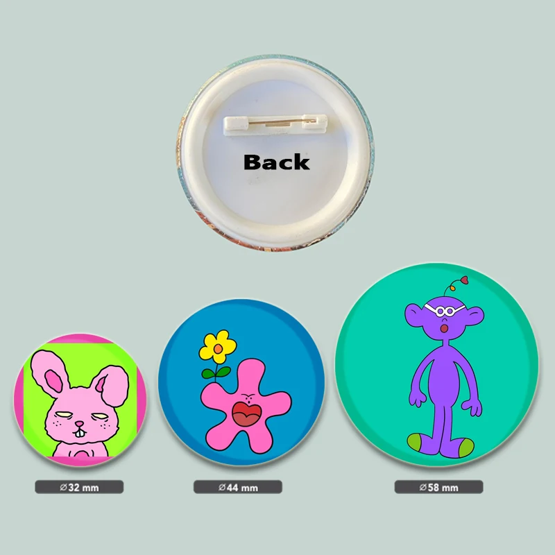 58/44/32mm Anime Cute Cat Tinplate Soft Button Pins Cartoon Funny Icon Brooch Clothes Decoration Creative Badge Lapel Pin Gifts
