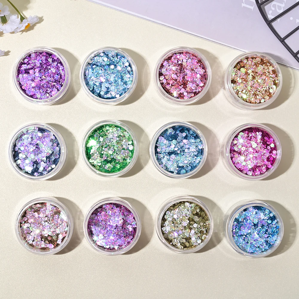 1 barattolo di polvere altamente abbagliante Evidenzia flash Polvere glitter riflettente di cristallo rotto Net1g Paillettes olografiche brillanti per nail art