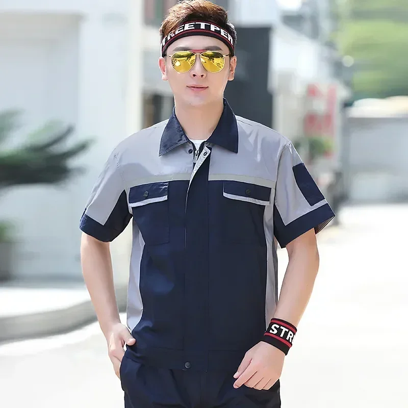 Summer Electric Logo Mechanic Repairman Factory Clothes Workshop Repairer Men For Painter Printed Welder Automobile Working Suit