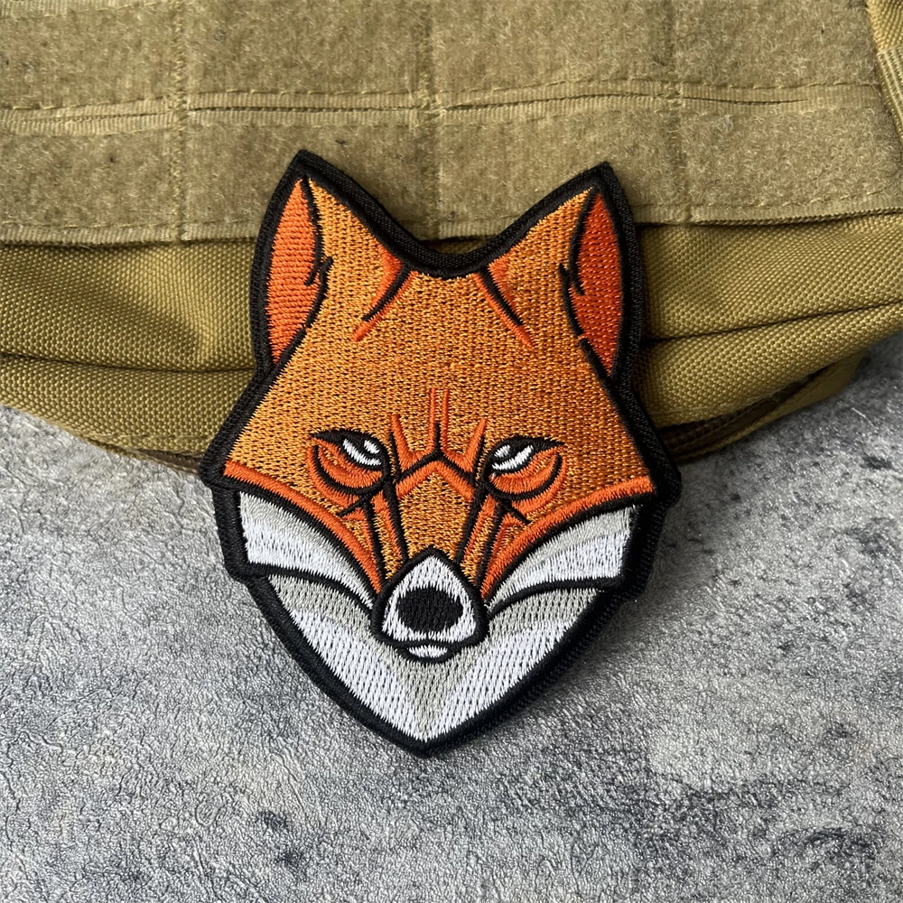 Parche de insignia bordado de moral divertida "fox", brazalete militar táctico, gancho y bucle, accesorios para mochila, pegatina