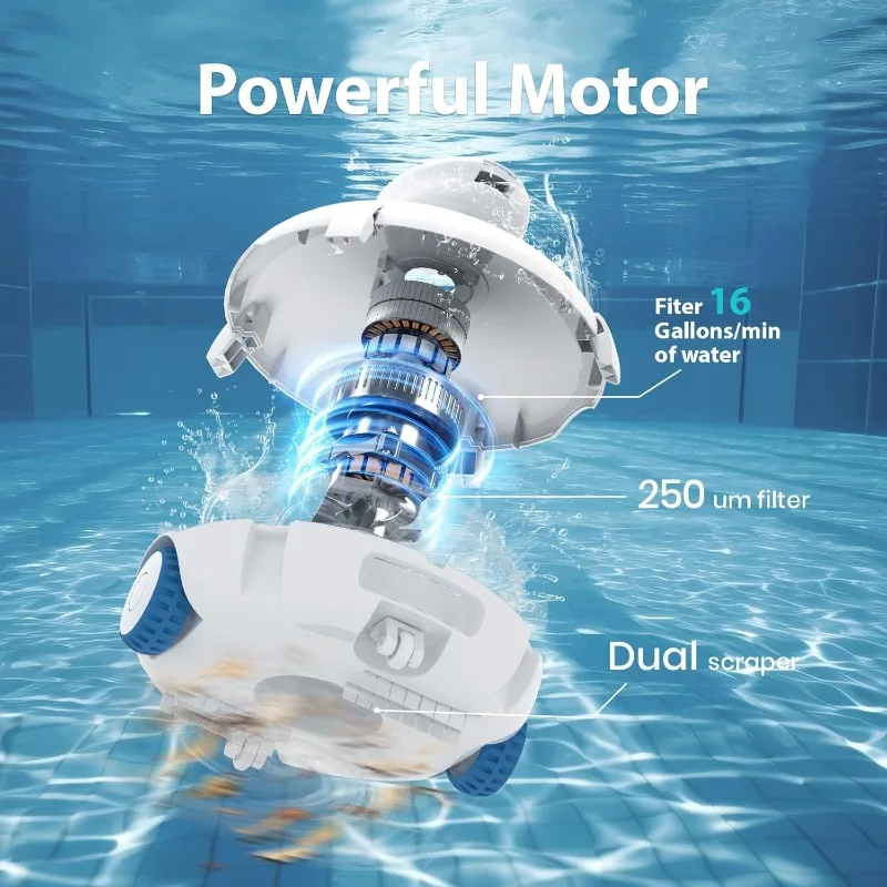 2025 Cordless Robotic Pool Vacuum, Pool Cleaner for Above Ground/Inground Pools - 7500mAh Battery, Lightweight, 140mins Runtime