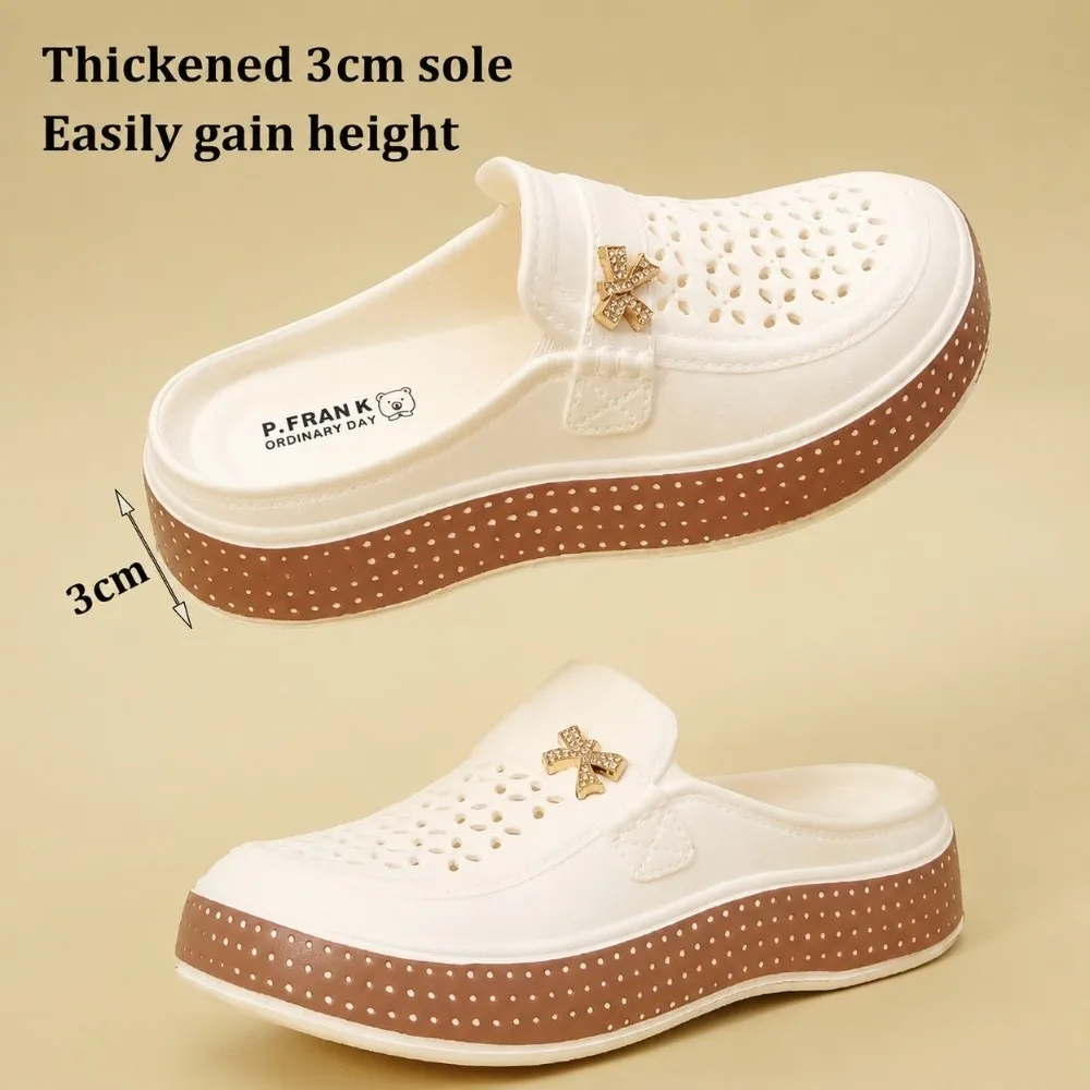 Simple EVA Women's Clogs Non-slip Thick Sole Summer Sandals Breathable Soft Closed-Toe Slippers Beach Clogs