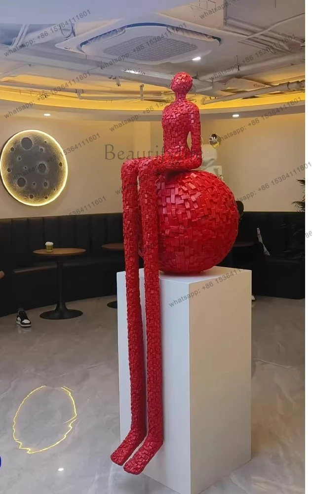 Artistic portrait sculpture building block puppet abstract soft decoration exhibition hall atmosphere floor ornament