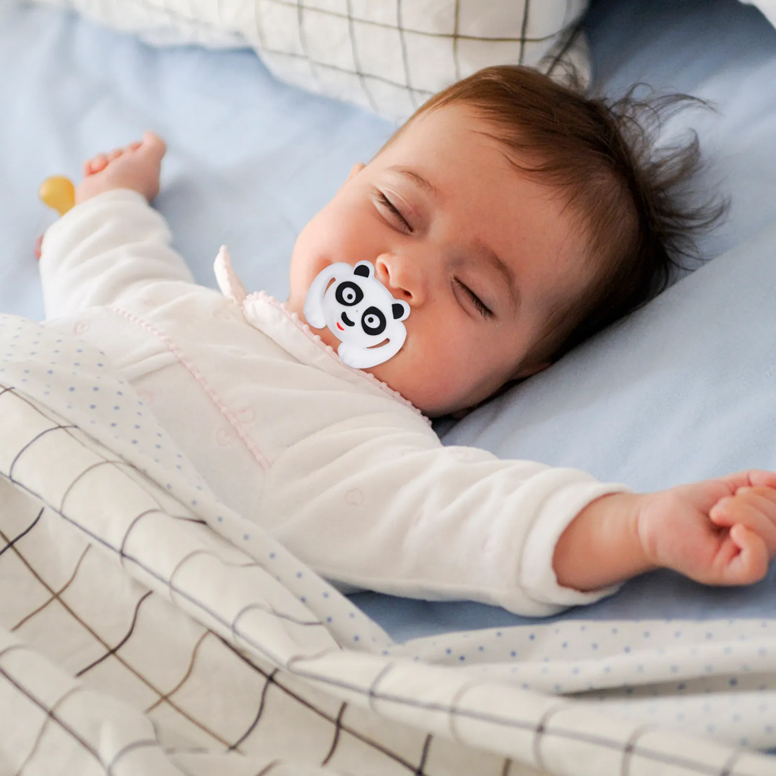 

4Pcs Baby Pacifier Silicone Funny Infant Soother Portable Soft Safe Chewing Molar Biting Teether Mood Calming Funny Pacifier