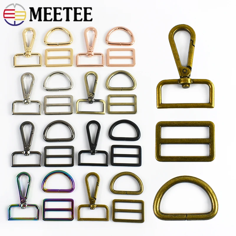 

2/3Sets 16-38mm Metal Buckles for Bag Strap Swivel Lobster Clasp D Ring Connector Handbag Webbing Tri-glide Slider DIY Accessory