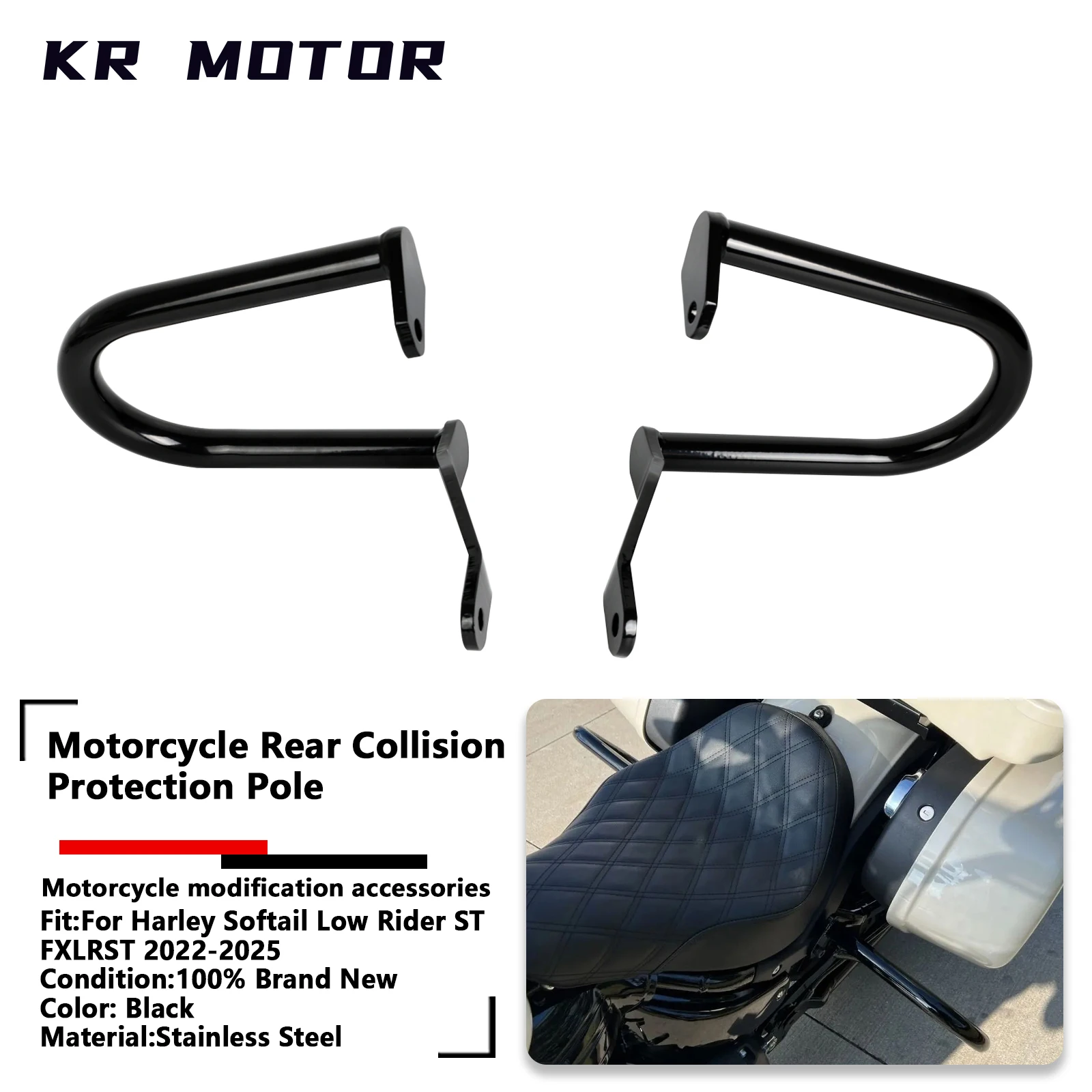 

Fits For Harley Softail Sport Glide Low Rider ST FXLRST Motorcycle Rear Protection Bar Bumper Guard Protecting Vehicle Crash