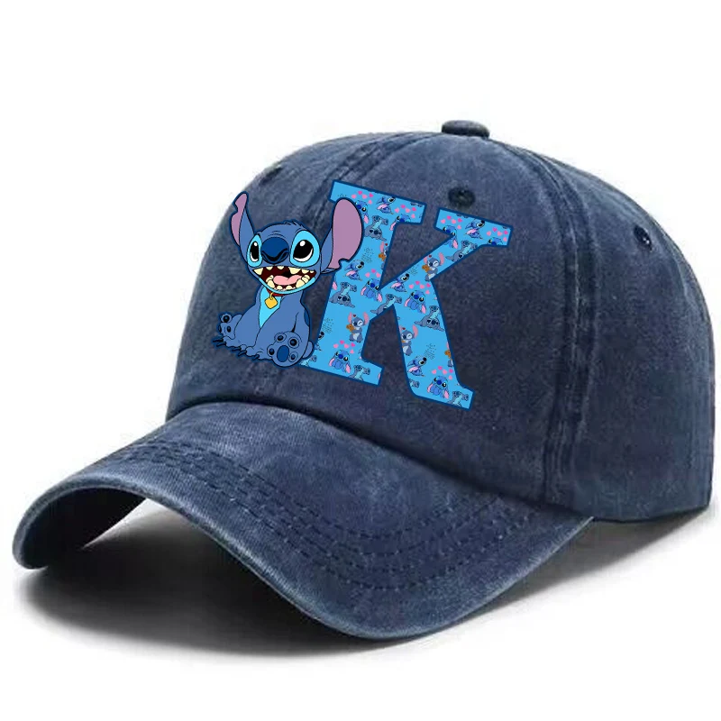 Stitch Anime Letter A-Z Baseball Cap Adult New Anime Breathable Casual Hat Summer Adjustable Sun Bonnet Men Women Headgear Gifts