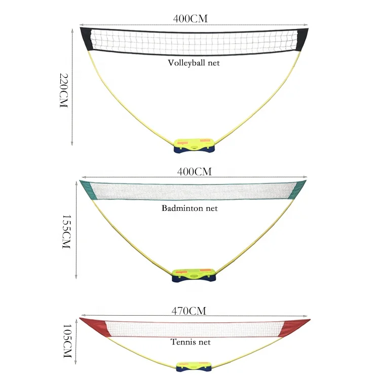 Modello più venduto in fabbrica installazione facile e rapida rete da Badminton portatile in scatola per Tennis e pallavolo Rack a rete tre in uno