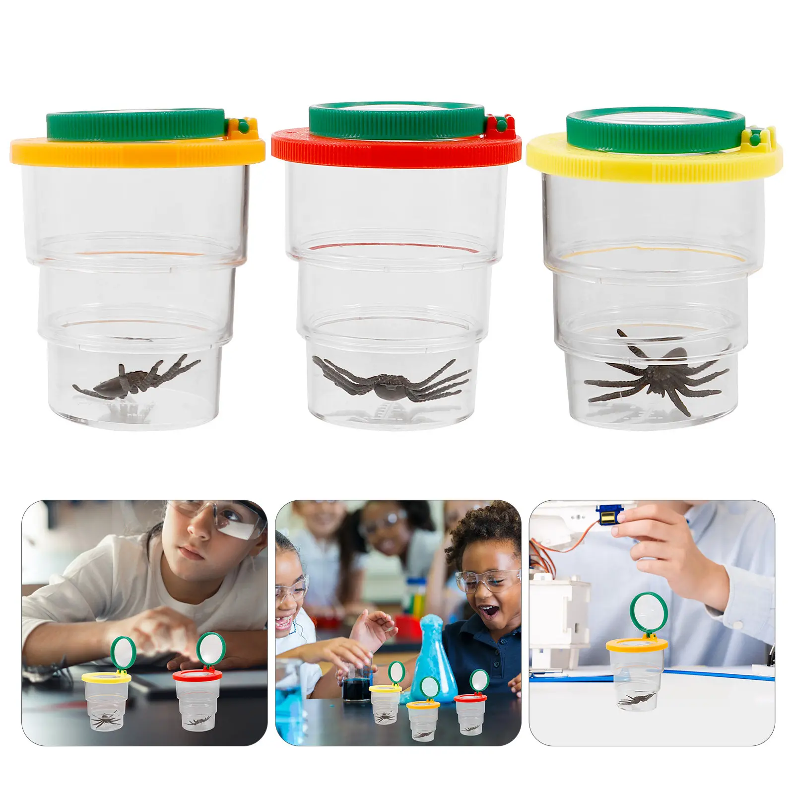 3Pcs Student Magnifying Observation Box Insect Container with Ventilation for Science Magnifying Box
