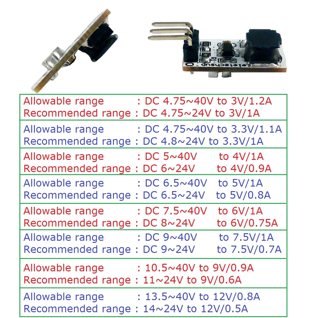 DC Buck Voltage Regulator IN for replacing AMS1117 7805 lm2596 DD4012SA DC 5-40V OUT 3V 3.3V 4V 5V 6V 7.5V 9V 12V