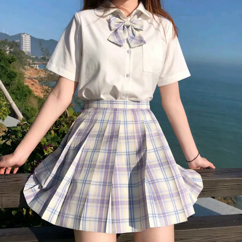 

Комплект из двух предметов JK orm Юбка Японская Sle School Girl Плед Юбка ort irt Sweet Sle Straight Cut ort Sve